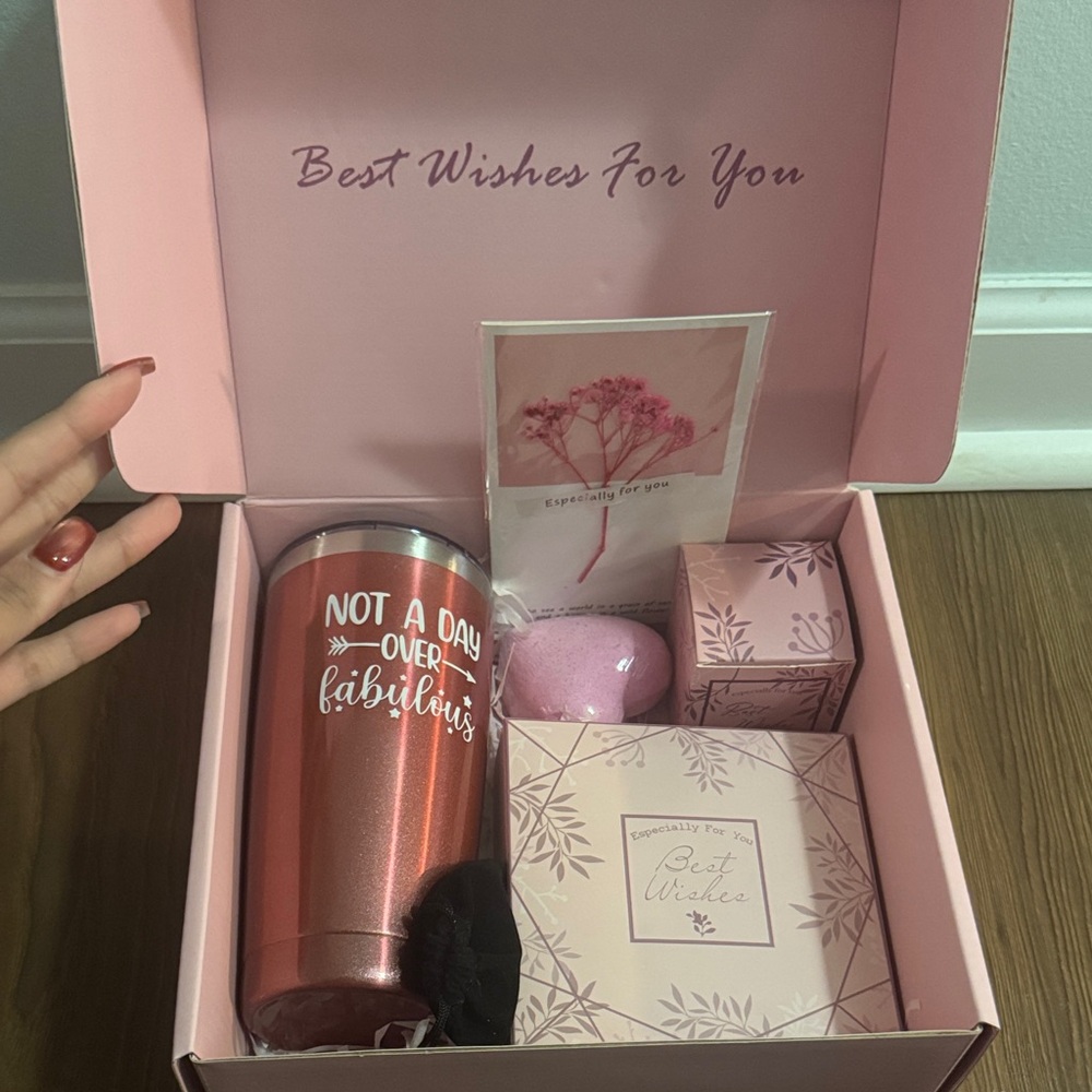 Pink Gift Box with Tumbler and Accessories